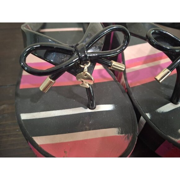 Kate Spade Platform Wedge Thong Sandal-Pink/White/Black-Pre-owned - Picture 7 of 7